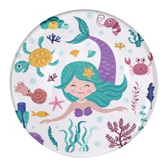 Set Cute Mermaid Seaweeds Marine In Habitants Round Glass Fridge Magnet (4 Pack) by Bedest