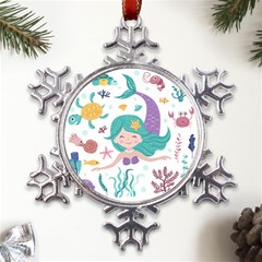 Set Cute Mermaid Seaweeds Marine In Habitants Metal Large Snowflake Ornament by Bedest