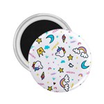 Unicorns Rainbows Seamless Pattern 2.25  Magnets Front