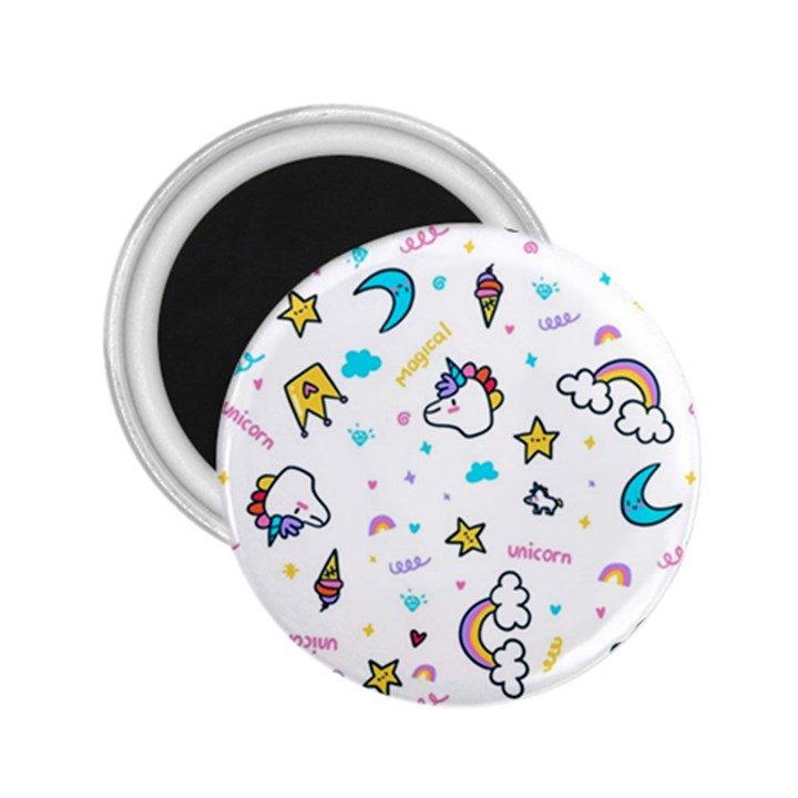 Unicorns Rainbows Seamless Pattern 2.25  Magnets