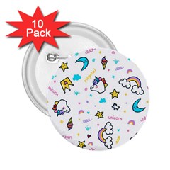 Unicorns Rainbows Seamless Pattern 2 25  Buttons (10 Pack)  by Bedest