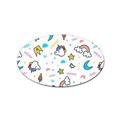 Unicorns Rainbows Seamless Pattern Sticker Oval (100 Pack) by Bedest