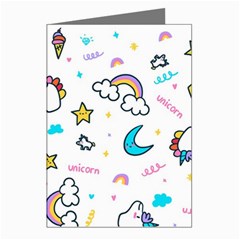 Unicorns Rainbows Seamless Pattern Greeting Cards (pkg Of 8) by Bedest