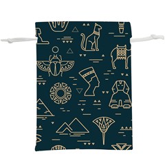 Dark Seamless Pattern Symbols Landmarks Sign Egypt Lightweight Drawstring Pouch (xl) by Bedest