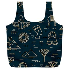 Dark Seamless Pattern Symbols Landmarks Sign Egypt Full Print Recycle Bag (xxl) by Bedest