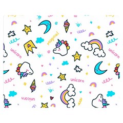 Unicorns Rainbows Seamless Pattern Two Sides Premium Plush Fleece Blanket (medium) by Bedest