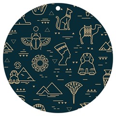 Dark Seamless Pattern Symbols Landmarks Sign Egypt Uv Print Acrylic Ornament Round by Bedest