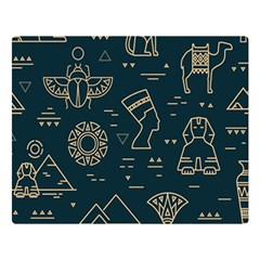 Dark Seamless Pattern Symbols Landmarks Sign Egypt Premium Plush Fleece Blanket (large) by Bedest