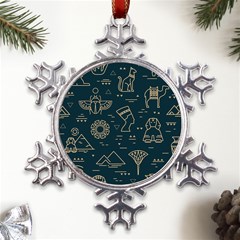 Dark Seamless Pattern Symbols Landmarks Sign Egypt Metal Large Snowflake Ornament by Bedest