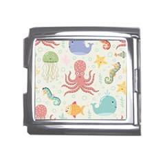 Underwater Seamless Pattern Light Background Funny Mega Link Italian Charm (18mm) by Bedest