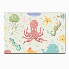 Underwater Seamless Pattern Light Background Funny Postcard 4 x 6  (pkg Of 10)