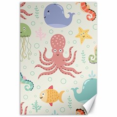 Underwater Seamless Pattern Light Background Funny Canvas 12  X 18  by Bedest