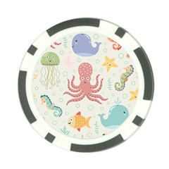 Underwater Seamless Pattern Light Background Funny Poker Chip Card Guard by Bedest