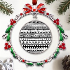 Boho Style Pattern Metal X mas Wreath Ribbon Ornament by Bedest