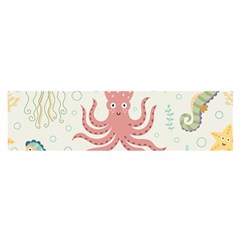 Underwater Seamless Pattern Light Background Funny Oblong Satin Scarf (16  X 60 ) by Bedest