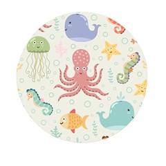 Underwater Seamless Pattern Light Background Funny Mini Round Pill Box by Bedest