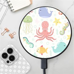 Underwater Seamless Pattern Light Background Funny Wireless Fast Charger(black) by Bedest