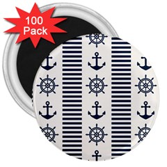 Nautical Seamless Pattern Vector Illustration 3  Magnets (100 Pack) by Bedest