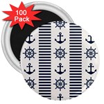 Nautical Seamless Pattern Vector Illustration 3  Magnets (100 pack) Front