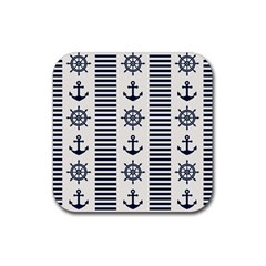 Nautical Seamless Pattern Vector Illustration Rubber Coaster (square) by Bedest