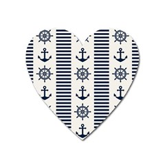 Nautical Seamless Pattern Vector Illustration Heart Magnet by Bedest