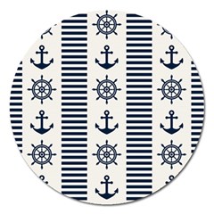 Nautical Seamless Pattern Vector Illustration Magnet 5  (round) by Bedest