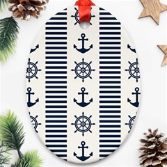 Nautical Seamless Pattern Vector Illustration Oval Ornament (two Sides) by Bedest