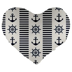 Nautical Seamless Pattern Vector Illustration Large 19  Premium Heart Shape Cushions by Bedest