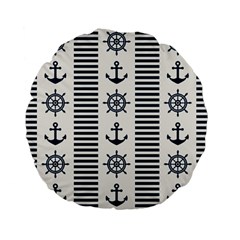 Nautical Seamless Pattern Vector Illustration Standard 15  Premium Flano Round Cushions by Bedest