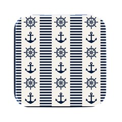 Nautical Seamless Pattern Vector Illustration Square Metal Box (black) by Bedest