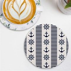 Nautical Seamless Pattern Vector Illustration Uv Print Round Tile Coaster by Bedest