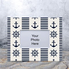 Nautical Seamless Pattern Vector Illustration White Tabletop Photo Frame 4 x6  by Bedest