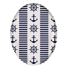 Nautical Seamless Pattern Vector Illustration Oval Glass Fridge Magnet (4 Pack) by Bedest