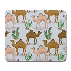 Camels Cactus Desert Pattern Large Mousepad