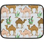 Camels Cactus Desert Pattern Two Sides Fleece Blanket (Mini) 35 x27  Blanket Back