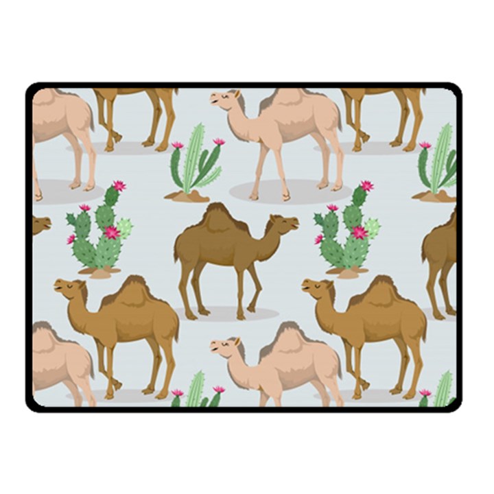 Camels Cactus Desert Pattern Fleece Blanket (Small)