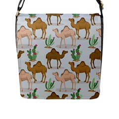 Camels Cactus Desert Pattern Flap Closure Messenger Bag (l)