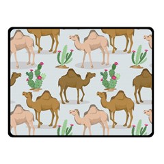 Camels Cactus Desert Pattern Two Sides Fleece Blanket (Small)