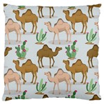 Camels Cactus Desert Pattern Large Premium Plush Fleece Cushion Case (One Side) Front