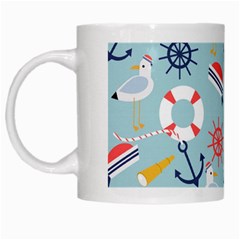 Nautical Marine Symbols Seamless Pattern White Mug by Hannah976