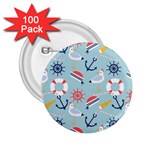 Nautical Marine Symbols Seamless Pattern 2.25  Buttons (100 pack)  Front