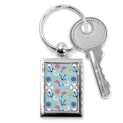 Nautical Marine Symbols Seamless Pattern Key Chain (rectangle) by Hannah976