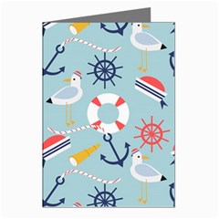 Nautical Marine Symbols Seamless Pattern Greeting Cards (pkg Of 8) by Hannah976