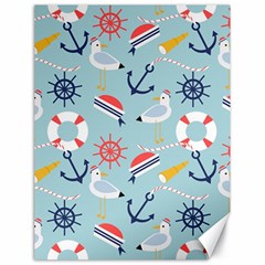 Nautical Marine Symbols Seamless Pattern Canvas 18  X 24 