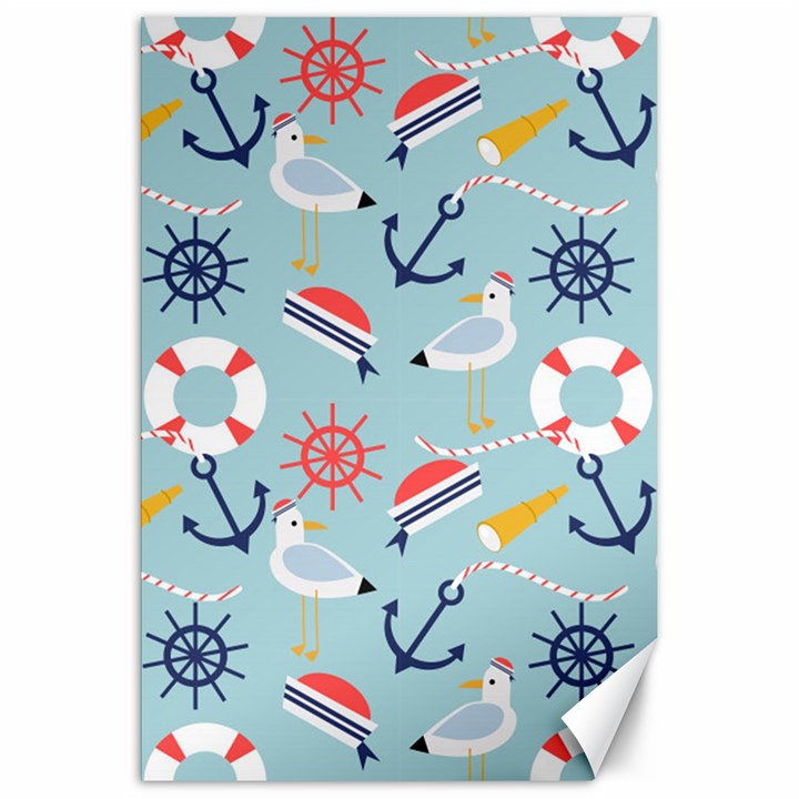 Nautical Marine Symbols Seamless Pattern Canvas 20  x 30 