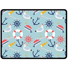 Nautical Marine Symbols Seamless Pattern Fleece Blanket (large) by Hannah976