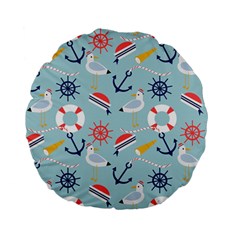 Nautical Marine Symbols Seamless Pattern Standard 15  Premium Flano Round Cushions by Hannah976