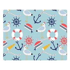 Nautical Marine Symbols Seamless Pattern Two Sides Premium Plush Fleece Blanket (large) by Hannah976