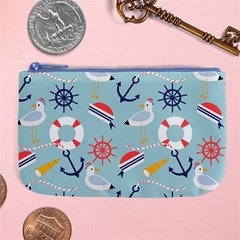 Nautical Marine Symbols Seamless Pattern Large Coin Purse by Hannah976