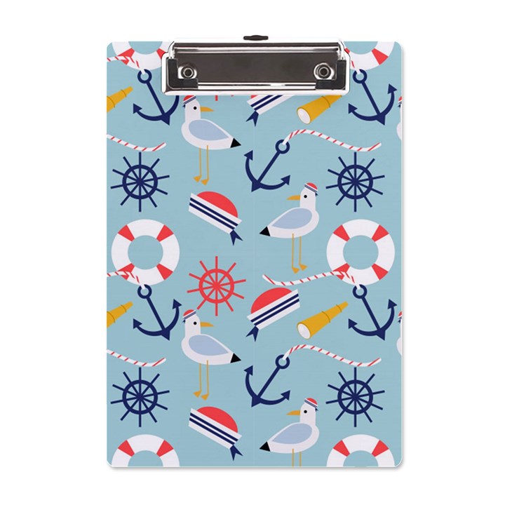 Nautical Marine Symbols Seamless Pattern A5 Acrylic Clipboard